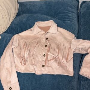 Tan, Velvet, Western Women’s Fringe Jacket